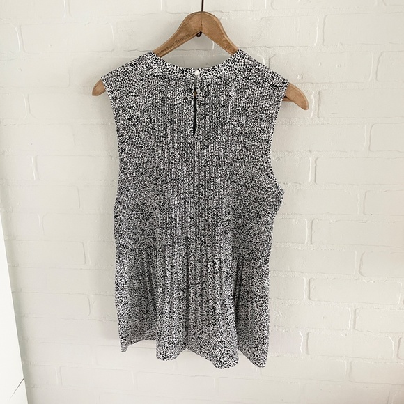 Anthro X Adrianna Papell Peplum Blouse Pleated Smocked Key hole Animal print M - Picture 12 of 14